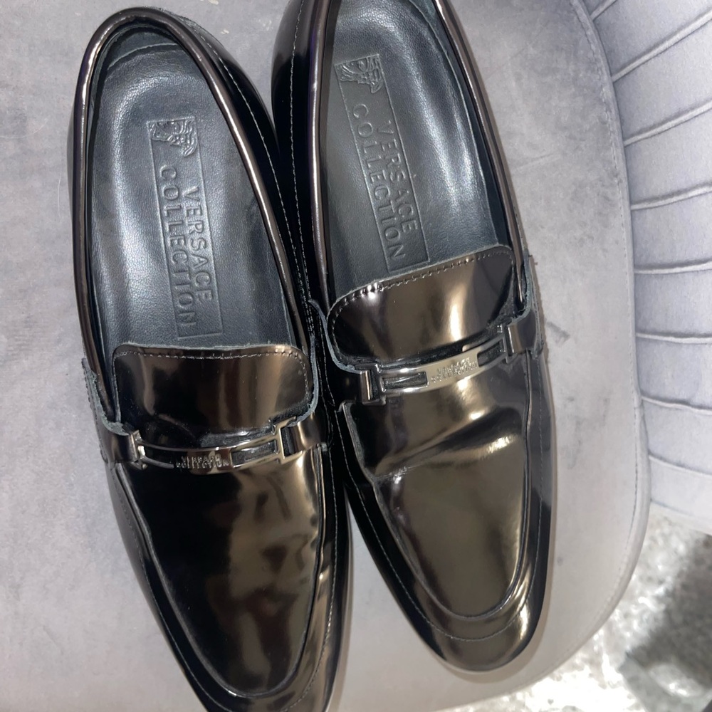 Versace Black Leather Loafers NOT WORN
